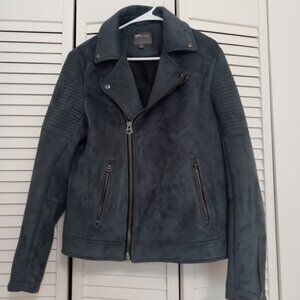 Asos Grey Moto Biker Jacket Faux Suede Size S